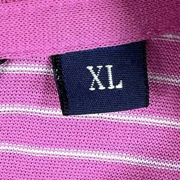 Polo Golf Ralph Lauren Mens XL Pink Striped Pima Cotton Fox Embroidery Preppy - Picture 12 of 14